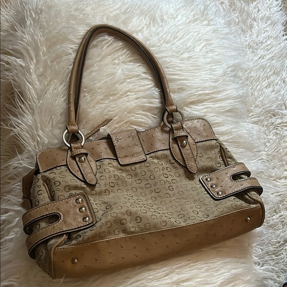 Crocodile Textured Leather Guess Monogram Shoulderbag - Picture 2 of 9